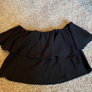 OFF THE SHOULDER BLACK RUFFEL TOP